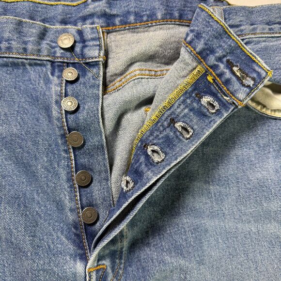 Levi's 501 Button Fly Blank Tab Jeans Men's 42x34 Med. Wash Straight Leg 2/$50 - Picture 4 of 16